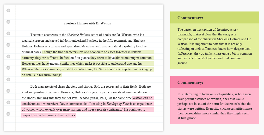 compare and contrast essay examples elementary