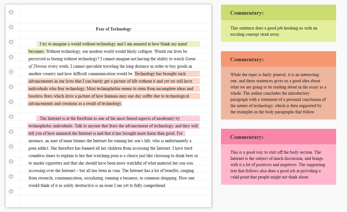 narrative essays format