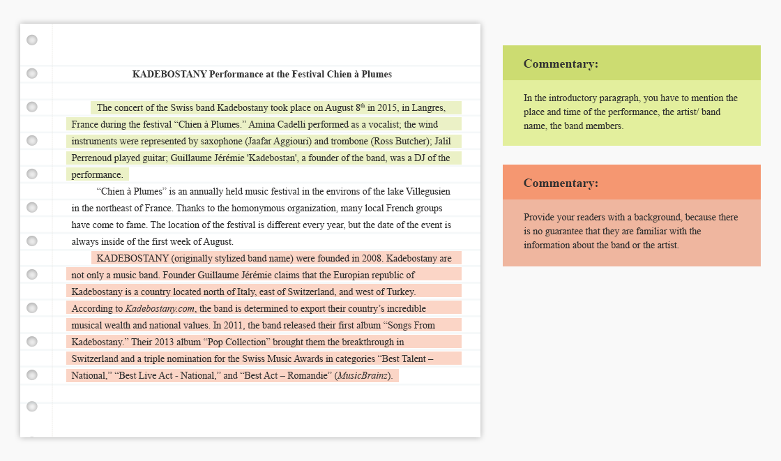 song review essay