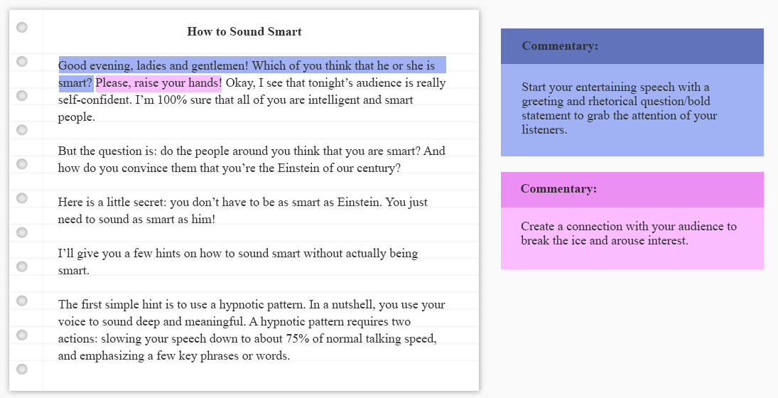 examples of a speech to entertain