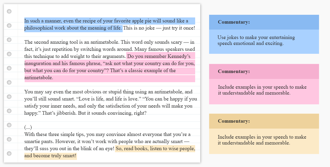 how to write entertainment speech