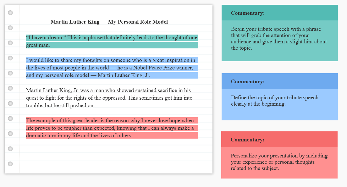 how to write a short tribute speech