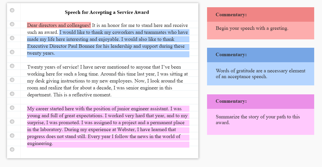 award presentation speech examples