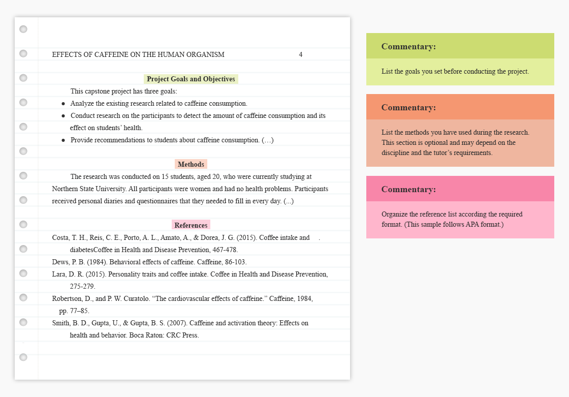 objectives of capstone project examples